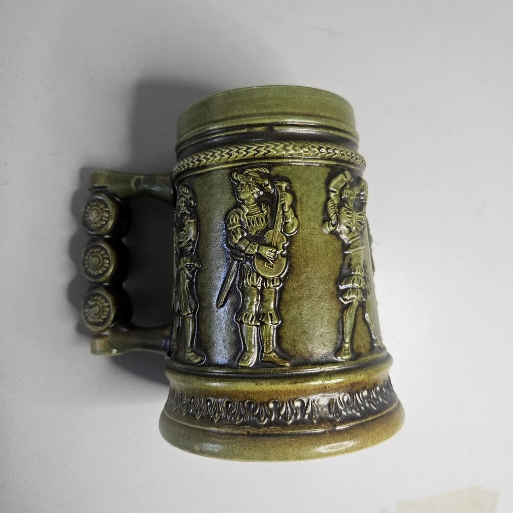 Vintage GERZ West Germany Ceramic Beer Stein‎ Green